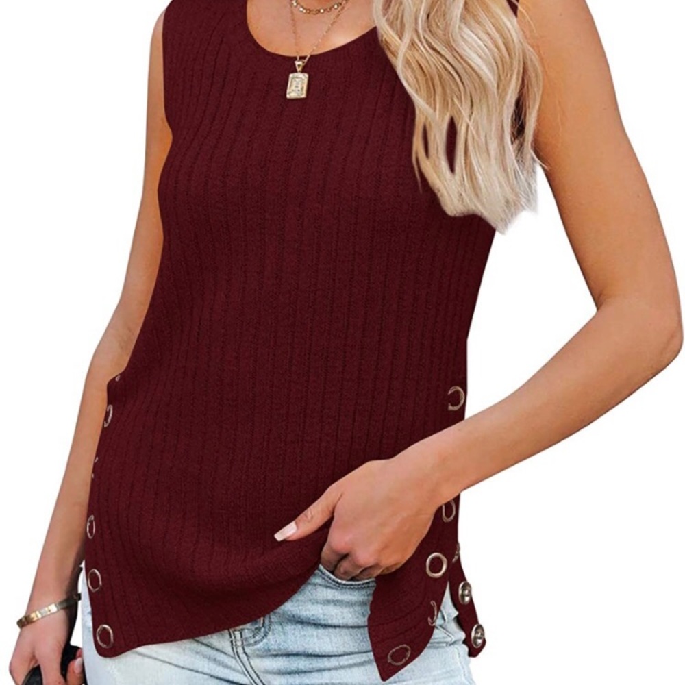 Tank Tops Crew Neck Sleeveless Tunic